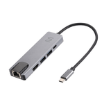 Hub Usb Tipo C Multi 5 Em 1 Hdmi 4k, Rj45 100mbps, Usb 3.0/2.0