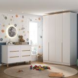 Quarto Infantil Com Guarda-roupa E Cômoda Sky Branco/olmo Italiano