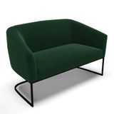 Sofá Namoradeira 2 Lugares Base Industrial Pto Stella Bouclê Verde D03 - D&#39;rossi