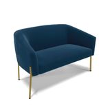 Sofá Namoradeira 2 Lugares Pé Ferro Dourado Stella Bouclê D03 - D&#39;rossi Cor Azul