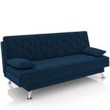 Sofá Cama Para Sala De Estar Quarto 193cm Lia M03 Veludo Azul Marinho - Lyam Decor