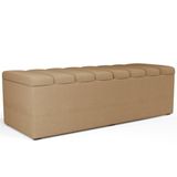 Calçadeira Recamier Baú Para Cama De Casal King Dália 195x50 Cm W01 Linho Bege Escuro - Lyam