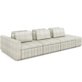Sofá Ilha Com Puff Para Sala Living 365cm Amber M03 Bouclê Bege Claro - Lyam Decor