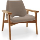 Poltrona Decorativa Para Sala De Estar Living Base Madeira Becker L02 Bouclê Bege - Lyam Decor