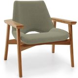 Poltrona Decorativa Para Sala De Estar Living Base Madeira Becker L02 Bouclê Oliva - Lyam Decor