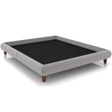 Cama Casal Queen Base Box Pés De Madeira 176cm Otto P05 Veludo Cinza - Lyam Decor