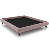 Cama Casal Base Box Pés De Madeira 156cm Otto P05 Veludo Rosê - Lyam Decor