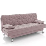 Sofá Cama Para Sala De Estar Quarto 193cm Lia M03 Veludo Rosê - Lyam Decor