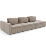 Sofá Ilha Com Puff Para Sala Living 365cm Amber M03 Veludo Bege - Lyam Decor