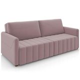 Sofá Cama Retrátil Para Sala De Estar 220cm Porthos M03 Veludo Rosê - Lyam Decor