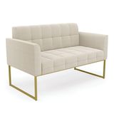 Sofá Namoradeira 2 Lugares Industrial Dourado Elisa Bouclê D03 - D&#39;rossi Cor Bege