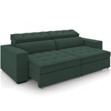 Sofá Retrátil Reclinável Para Sala De Estar Living 290cm Clara M03 Veludo Verde Musgo - Lyam Decor