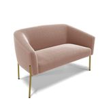 Sofá Namoradeira 2 Lugares Pé Ferro Dourado Stella Bouclê D03 - D&#39;rossi Cor Rose