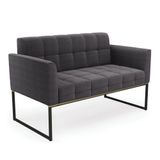 Sofá Namoradeira 2 Lugares Industrial Preto Elisa Bouclê D03 - D&#39;rossi Cor Grafite