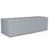 Calçadeira Recamier Baú Para Cama De Casal King Dália 195x50 Cm W01 Suede Cinza - Lyam