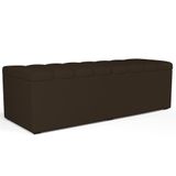 Calçadeira Recamier Baú Para Cama De Casal King Dália 195x50 Cm W01 Suede Marrom - Lyam