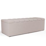 Calçadeira Recamier Baú Para Cama De Casal King Dália 195x50 Cm W01 Linho Cru - Lyam