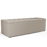 Calçadeira Recamier Baú Para Cama De Casal Queen Dália 195x50 Cm W01 Linho Bege - Lyam