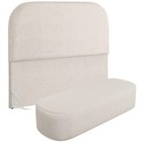 Cabeceira Cama Box Queen 160cm Lanna Com Puff Recamier Doha W01 Linho Cru - Lyam Decor