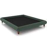 Cama Casal Queen Base Box Pés De Madeira 176cm Otto P05 Veludo Verde Musgo - Lyam Decor