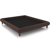 Cama Casal King Base Box Pés De Madeira 210cm Otto P05 Veludo Marrom - Lyam Decor