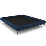 Cama Casal Base Box Pés De Ferro Estilo Industrial 156cm Otto P05 Veludo Azul Marinho - Lyam Decor