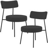 Kit 02 Poltronas Decorativas Para Sala De Estar Base Fixa Londres L02 Suede Preto - Lyam