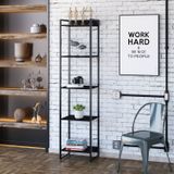 Estante Para Livros Industrial Multiuso 5 Prateleiras 187x45cm Dynamica Yescasa Preto Ônix / Preto