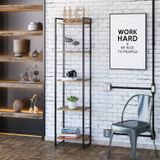 Estante Para Livros Industrial Multiuso 5 Prateleiras 187x45cm Dynamica Yescasa Lamina Mel / Preto