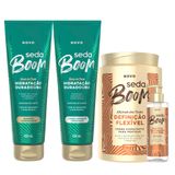 Kit Seda Boom Shampoo 250ml + Cond. 250ml + Creme 1kg + Sérum