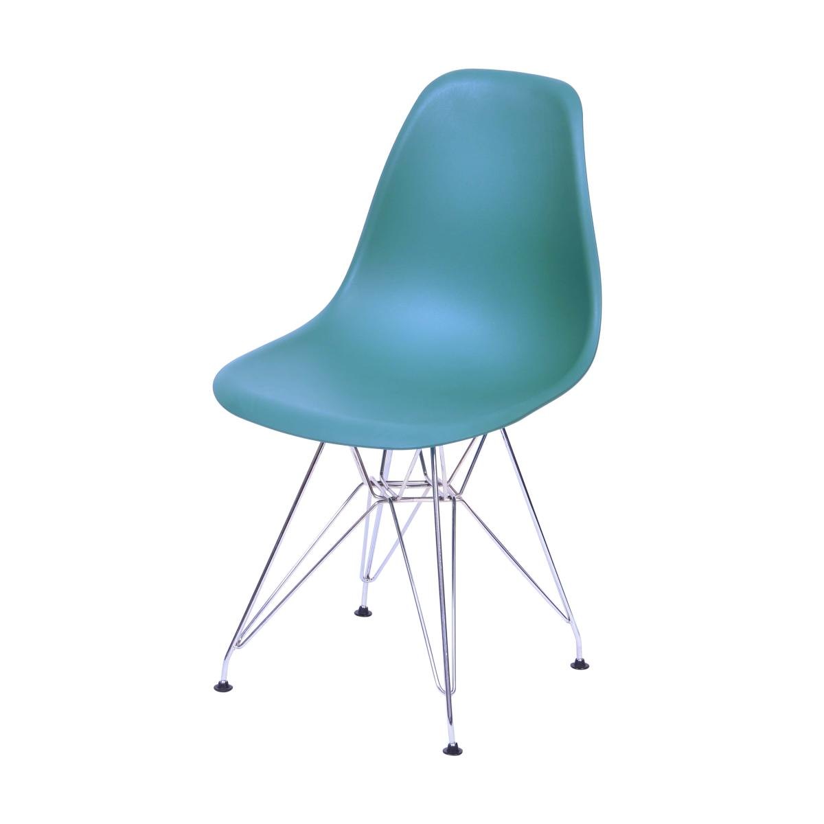 Cadeira Eames Polipropileno - Azul Petróleo - base em metal