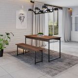 Conjunto Mesa De Jantar Com 1 Banco Estilo Industrial Active Yescasa Nogal