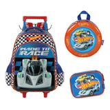 Kit Mochila Carrinho Lancheira Estojo  Hot Wheels