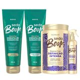 Kit Seda Boom Shampoo 250ml + Cond. 250ml + Creme 1kg + Emulsão