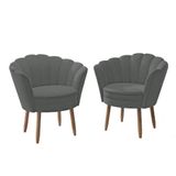 Kit 2 Poltronas Para Sala Quarto Decorativas Salao De Beleza Cor: Cinza