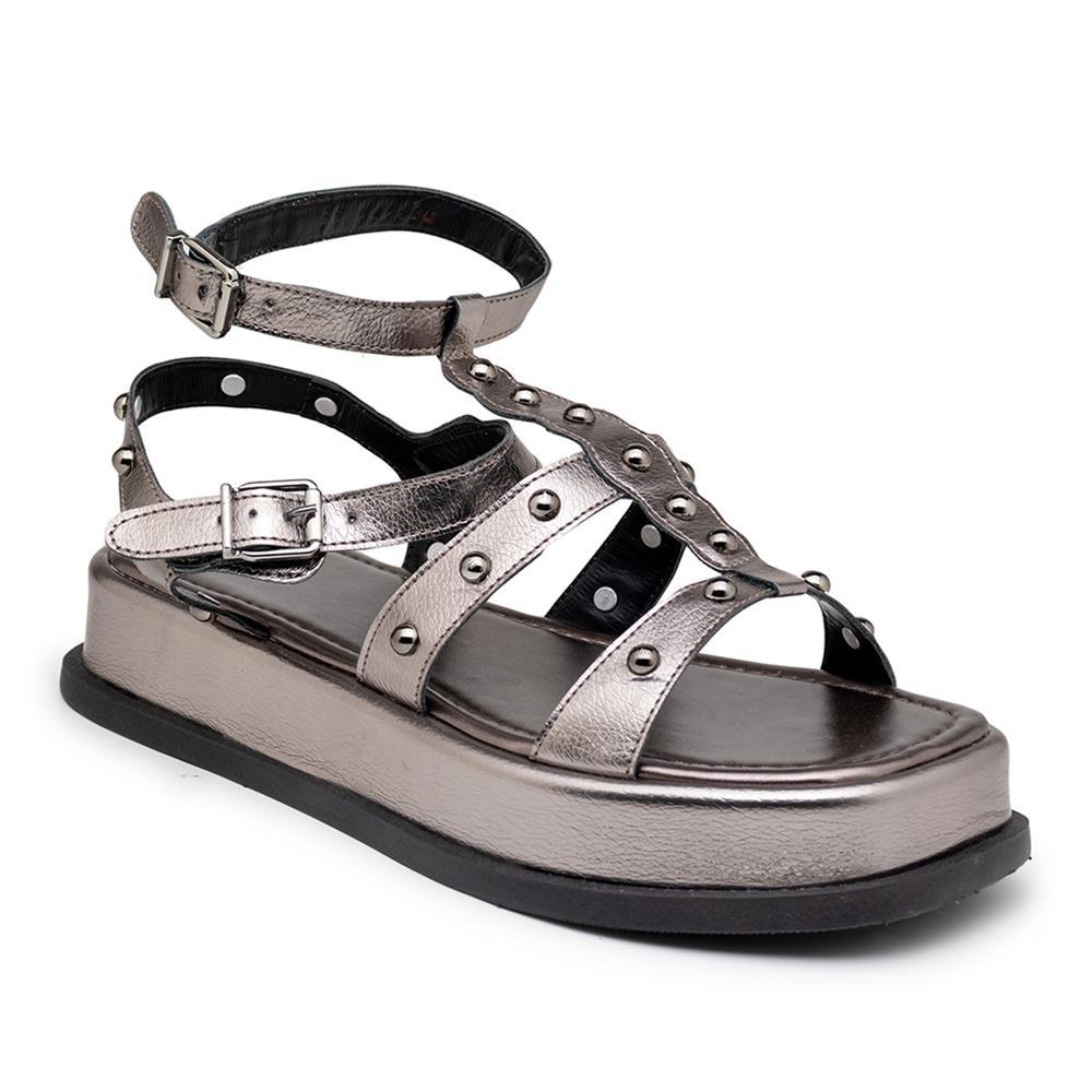 Papete Sandália Feminina Flatform Plataforma Casual Prata 39