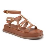 Papete Sandália Feminina Flatform Plataforma Casual Caramelo 36