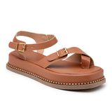 Papete Sandália Feminina Flatform Plataforma Tiras Fivela Caramelo 34