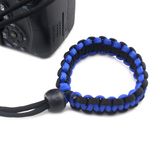 Alça De Pulso P/ Câmeras Fotográficas Hand Wrist Strap Azul/preto Paracord