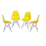 Conjunto 4 Cadeiras Eames Dkr Base Cromada Or Design Amarelo