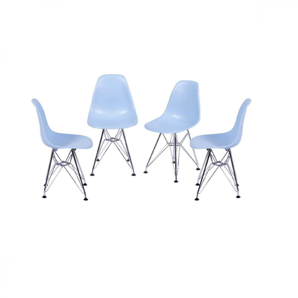 Conjunto 4 Cadeiras Eames Dkr Base Cromada Or Design Azul