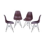 Conjunto 4 Cadeiras Eames Dkr Base Cromada Or Design Café