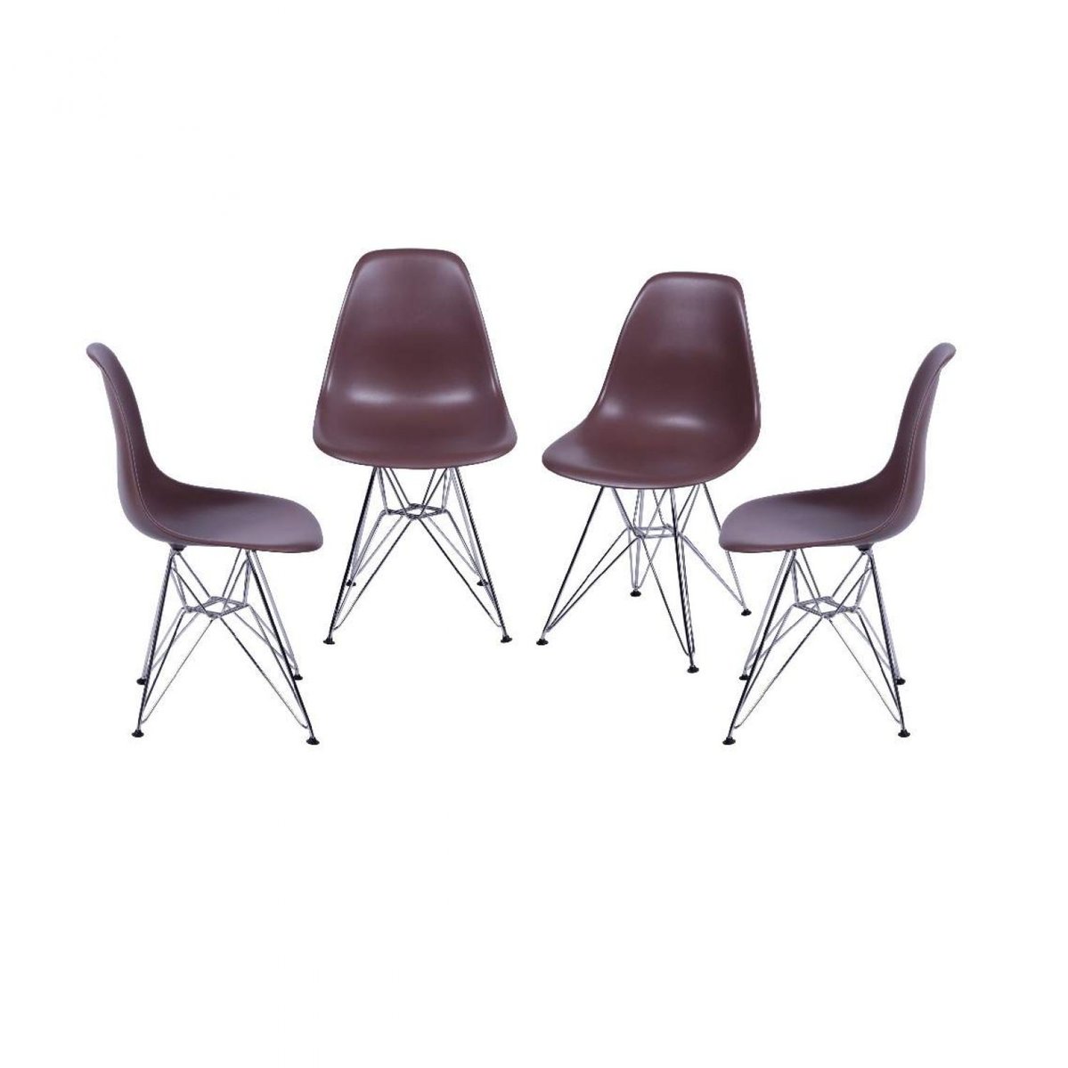 Conjunto 4 Cadeiras Eames Dkr Base Cromada Or Design Café