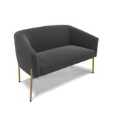 Sofá Namoradeira 2 Lugares Pé Ferro Dourado Stella Bouclê D03 - D&#39;rossi Cor Grafite