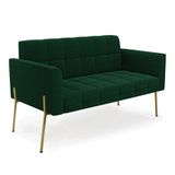 Sofá Namoradeira 2 Lugares Pé Ferro Dourado Elisa Bouclê Verde D03 - D&#39;rossi