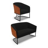 Namoradeira E Poltrona Industrial Preto Stella Noz-linho D03 - D&#39;rossi Cor Preto