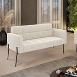 Sofá Namoradeira 2 Lugares Pé Ferro Pto Elisa Bouclê D03 - D&#39;rossi Cor Off White