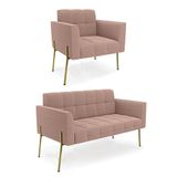 Namoradeira E Poltrona Pé De Ferro Dourado Elisa Bouclê D03 - D&#39;rossi Cor Rose