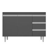 Balcão Gabinete Para Cozinha Andréia 100cm 2 Portas 3 Gavetas