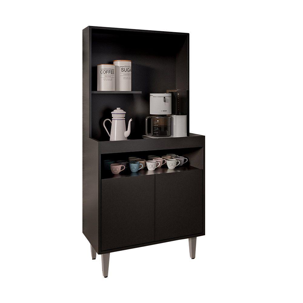 Armário 2p Cantinho Do Café Rilary Para Cozinha Preto M12 - D'rossi